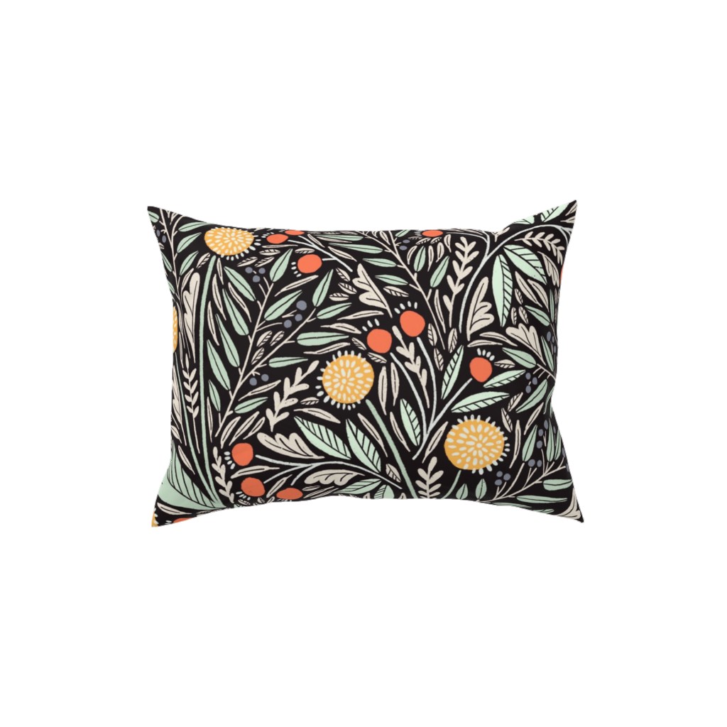 Astrid - Dark Pillow, Woven, Black, 12x16, Single Sided, Multicolor