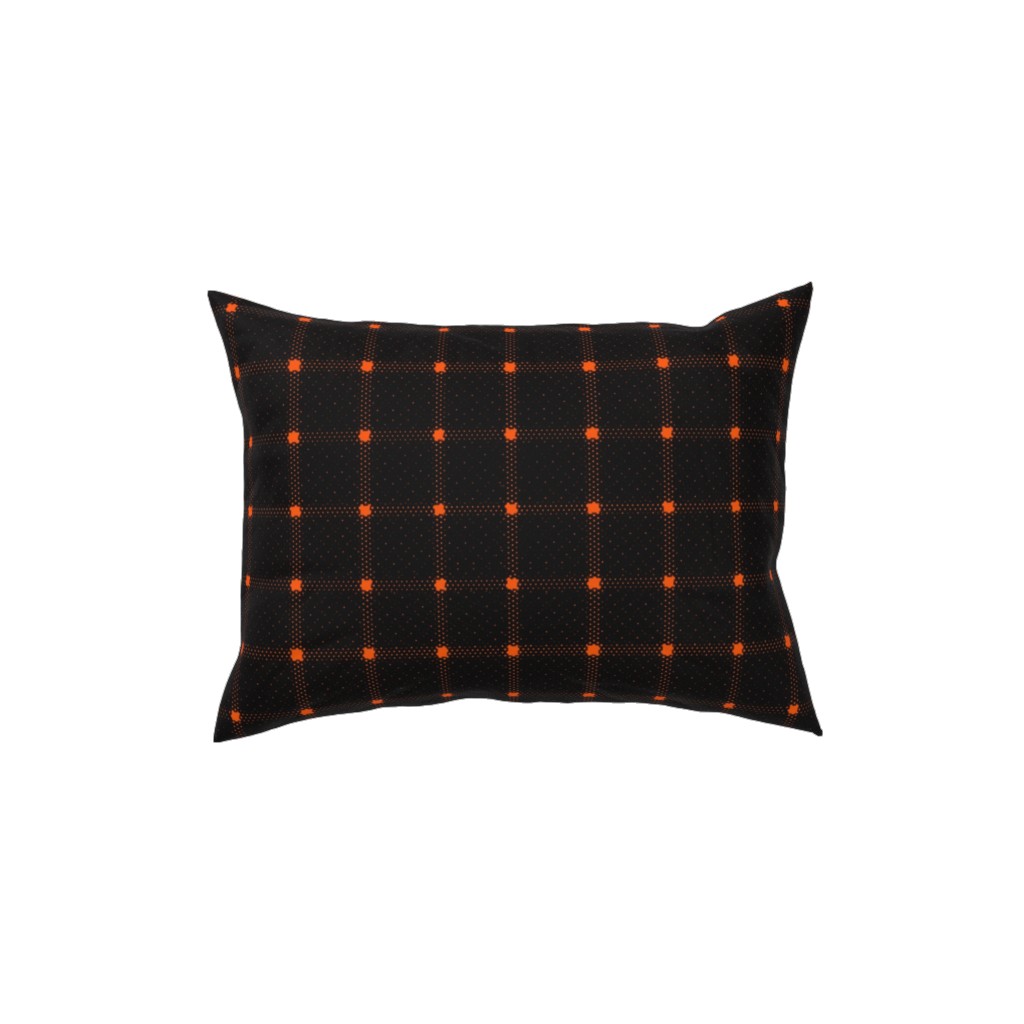 Gridded Plaid Pillow, Woven, Black, 12x16, Single Sided, Black, Black