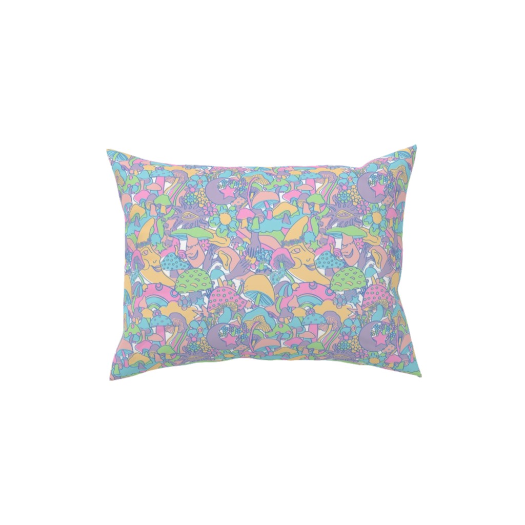 Magical Mushroom World - Pastel Pillow, Woven, Black, 12x16, Single Sided, Multicolor