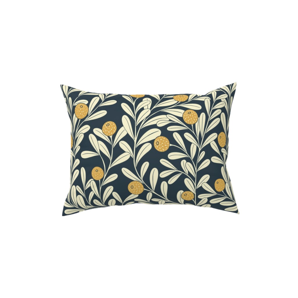 Waved Vines and Fruit - Dark Pillow, Woven, Black, 12x16, Single Sided, Multicolor