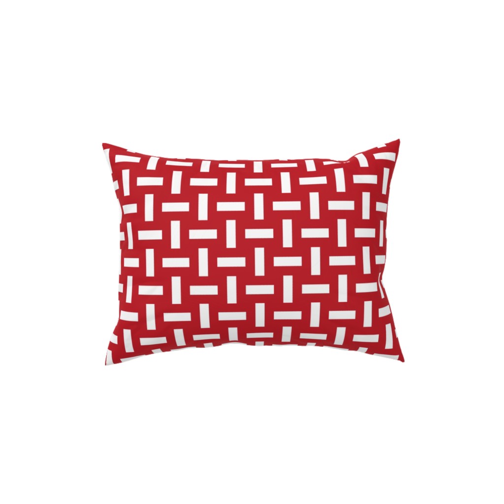 Geometrically Assembled Flag - Red Pillow, Woven, Black, 12x16, Single Sided, Red, Red