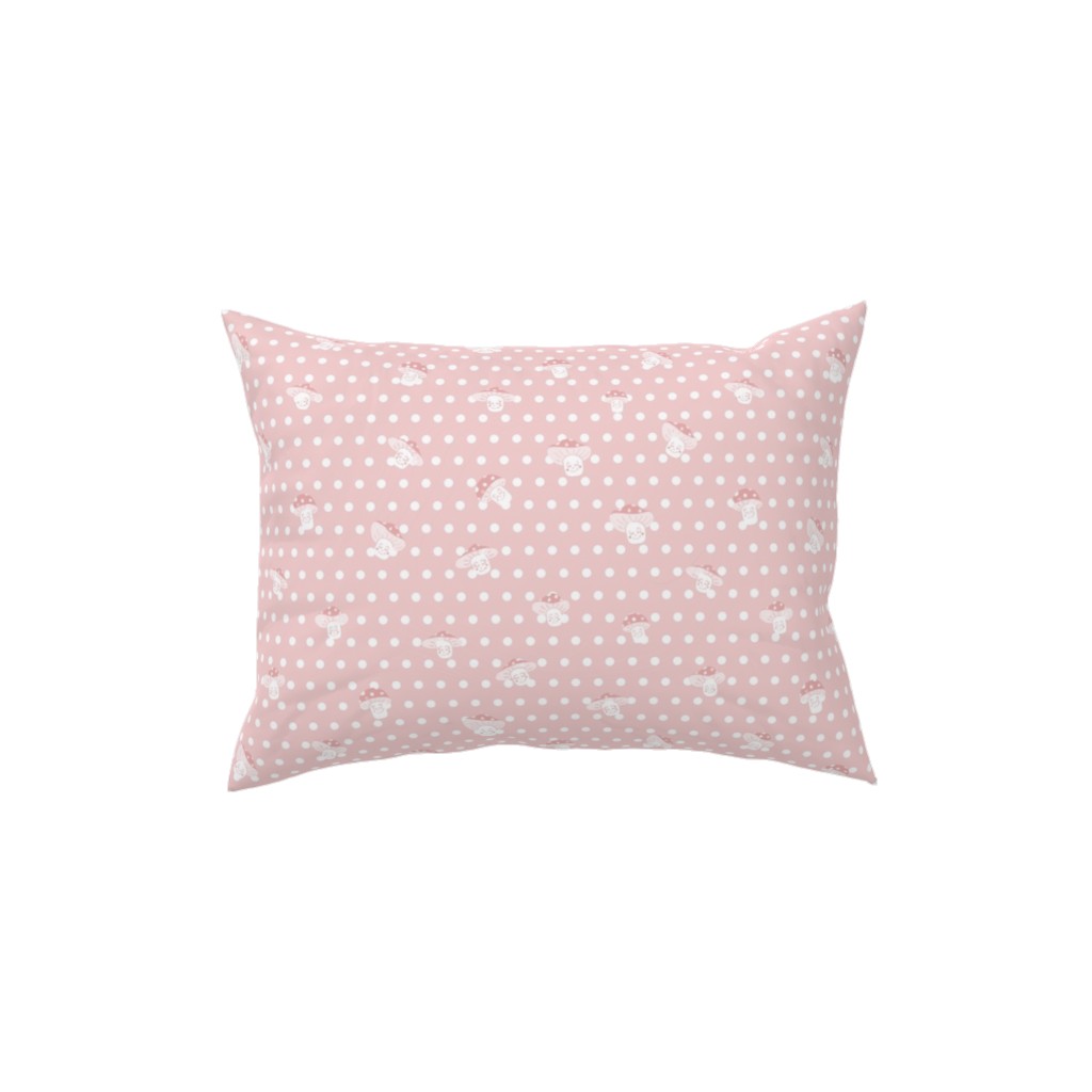 Mushroom and Dots - Pink Pillow, Woven, Black, 12x16, Single Sided, Pink