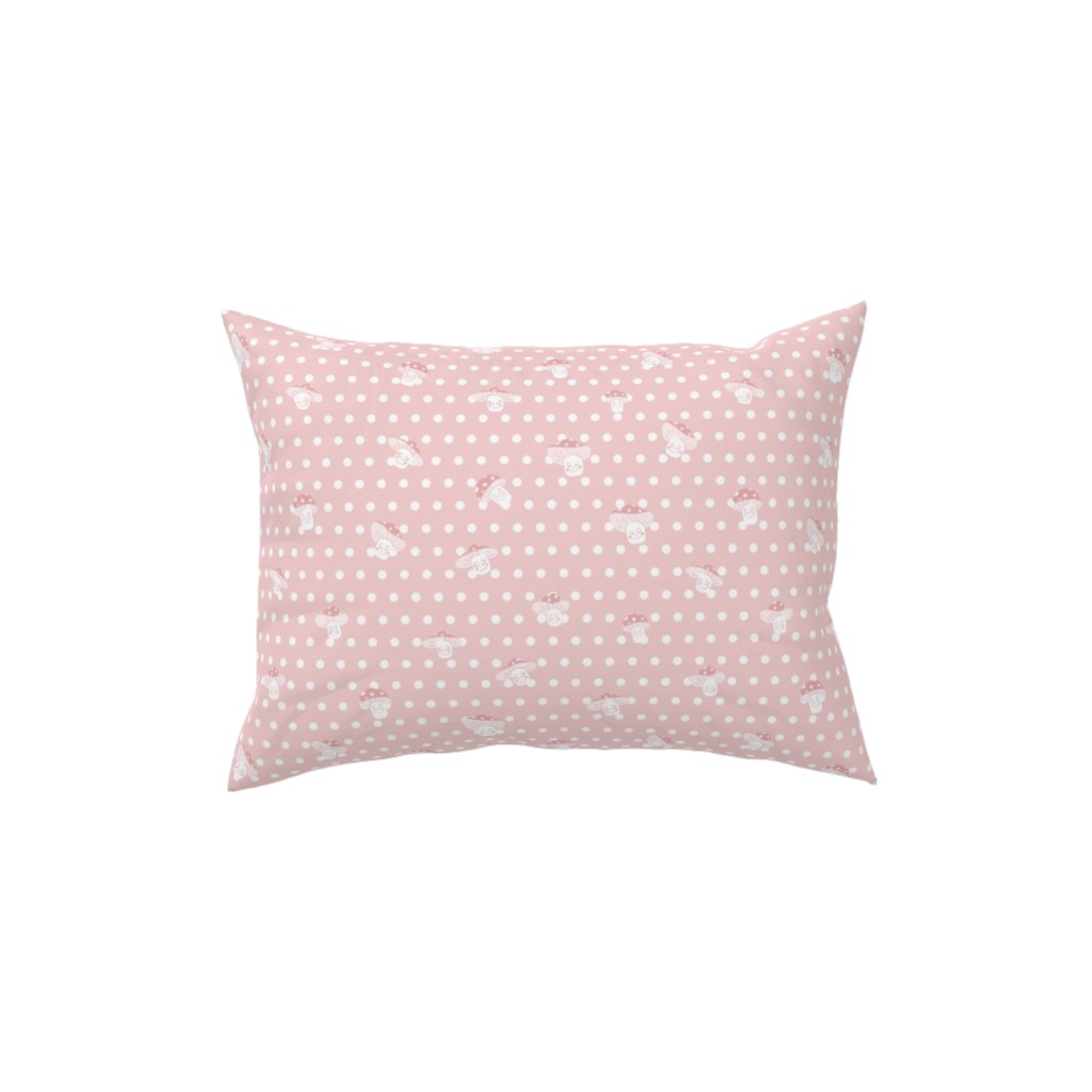 Mushroom and Dots - Pink Pillow, Woven, Black, 12x16, Single Sided, Pink, Bright Pink