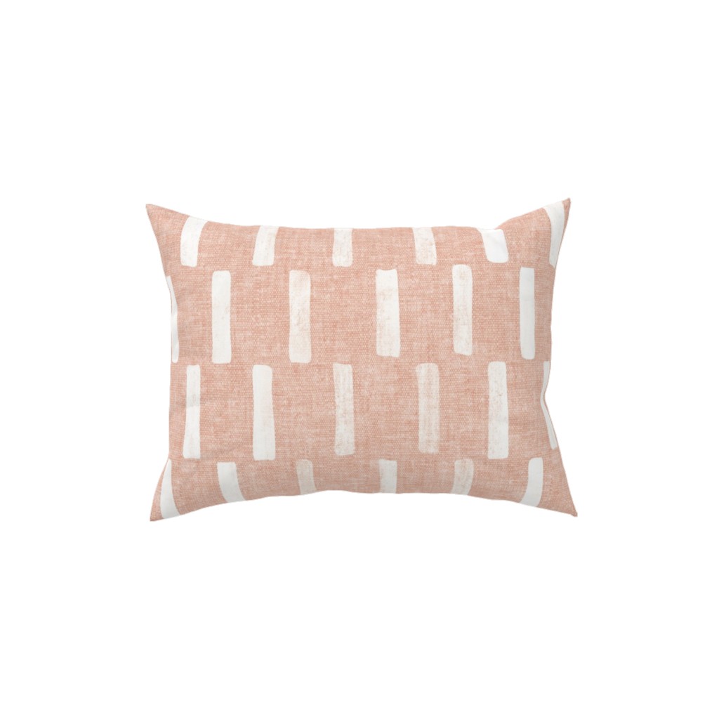 Boho Dash Block Print - Dusty Pink Pillow, Woven, Black, 12x16, Single Sided, Pink