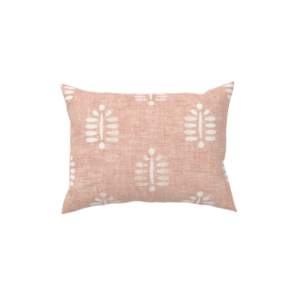Block Print Fern - Dusty Pink Pillow, Woven, Black, 12x16, Single Sided, Pink, Bright Pink