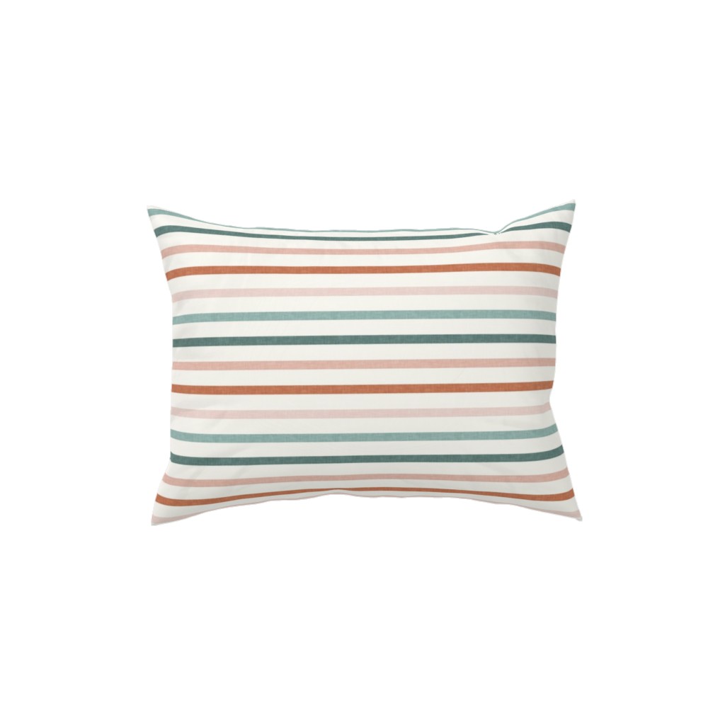 Skinny Stripes - Terracotta & Blue Sunset Pillow, Woven, Black, 12x16, Single Sided, Multicolor