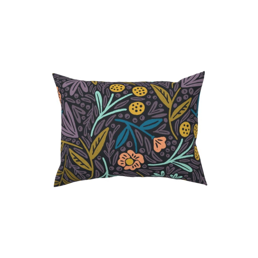 Lorelei Floral - Purple Pillow, Woven, Black, 12x16, Single Sided, Purple, Purple