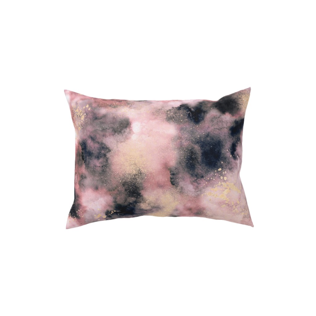 Watercolor Marble - Pink Pillow, Woven, Black, 12x16, Single Sided, Pink