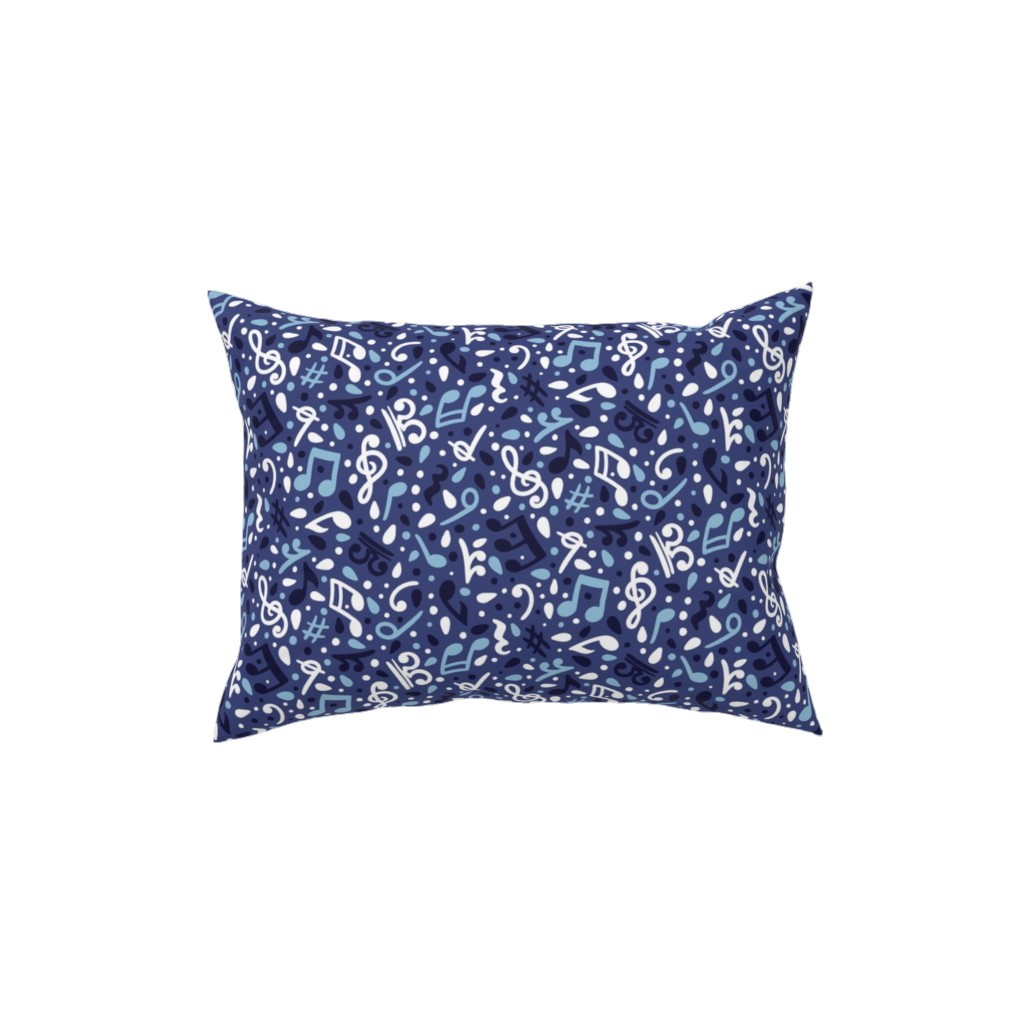 Music Notes and the Blues Pillow, Woven, Black, 12x16, Single Sided, Blue, True Blue