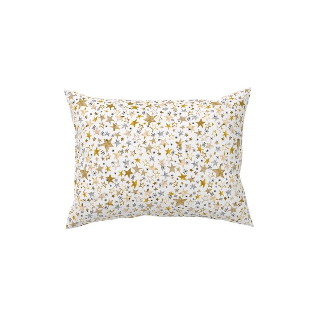 Winter Stars Christmas - Gold Pillow, Woven, Black, 12x16, Single Sided, Yellow