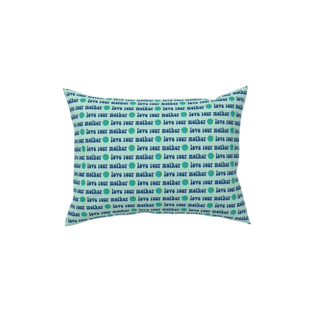 Love Your Mother - Earth Day - Mint Pillow, Woven, Black, 12x16, Single Sided, Blue