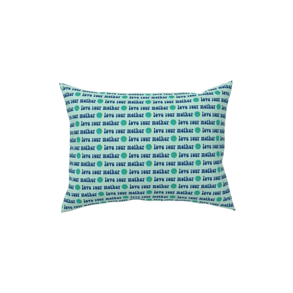 Love Your Mother - Earth Day - Mint Pillow, Woven, Black, 12x16, Single Sided, Blue, True Blue