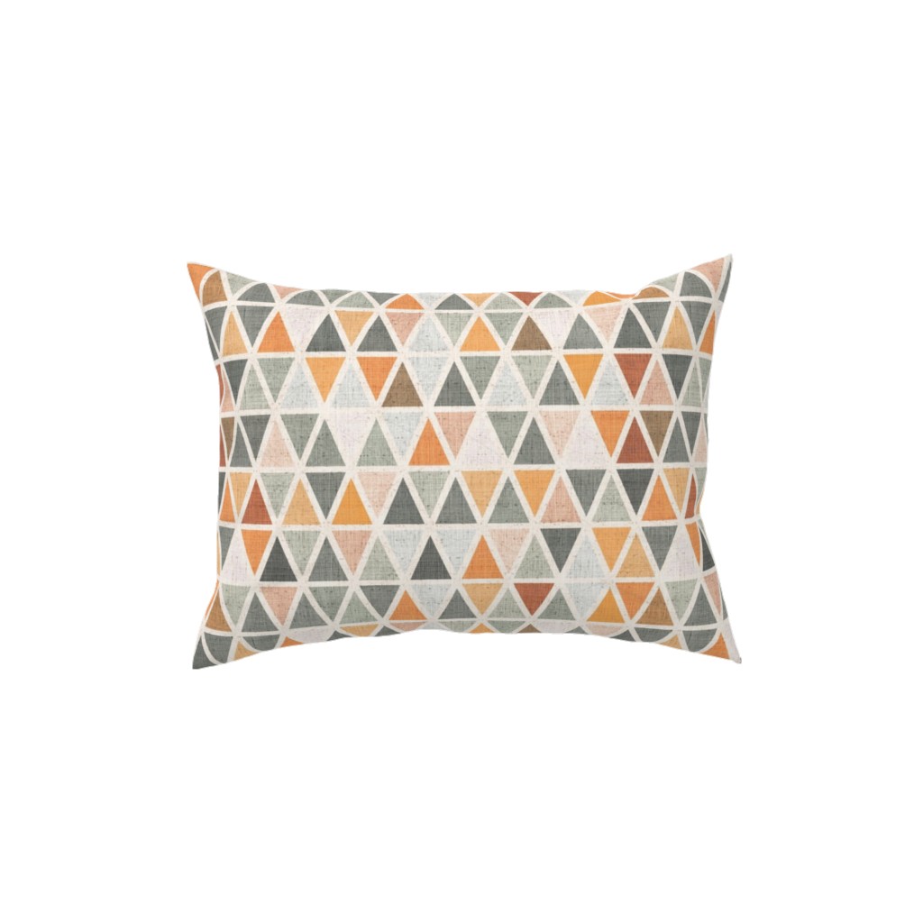 Triangles - Grey and Orange Pillow, Woven, Black, 12x16, Single Sided, Multicolor