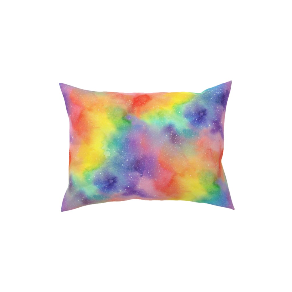 Watercolor Rainbow - Multi Pillow, Woven, Black, 12x16, Single Sided, Multicolor