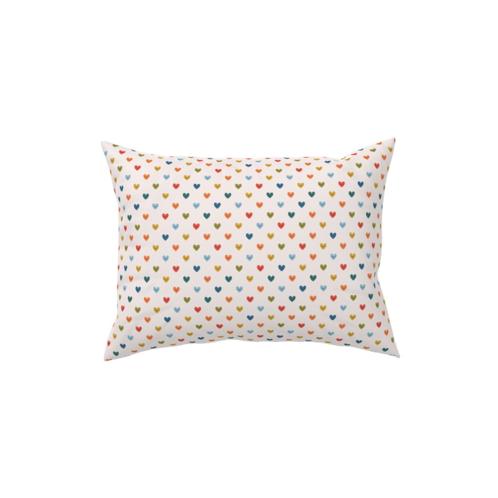 Cute Colored Hearts - Multi Pillow, Woven, Black, 12x16, Single Sided, Multicolor