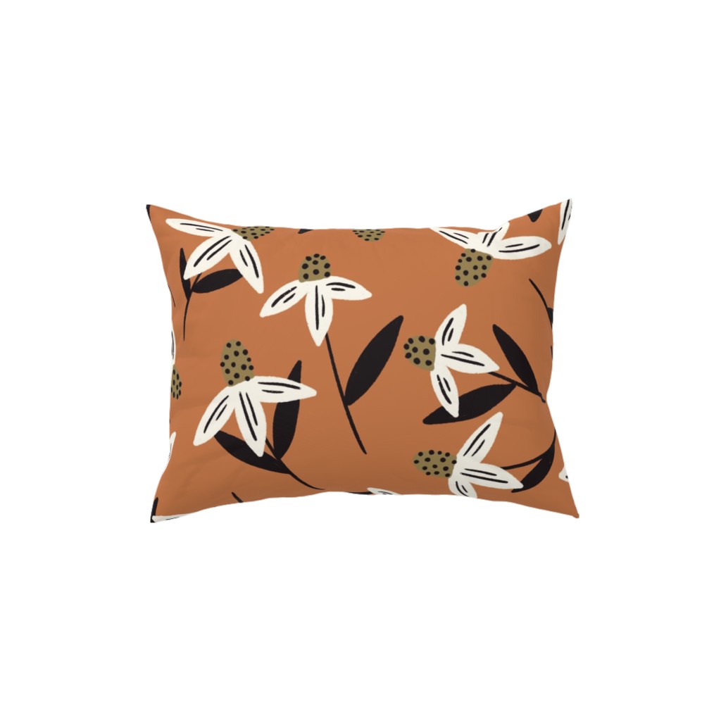 Daisy - on Orange Pillow, Woven, Black, 12x16, Single Sided, Orange, Orange