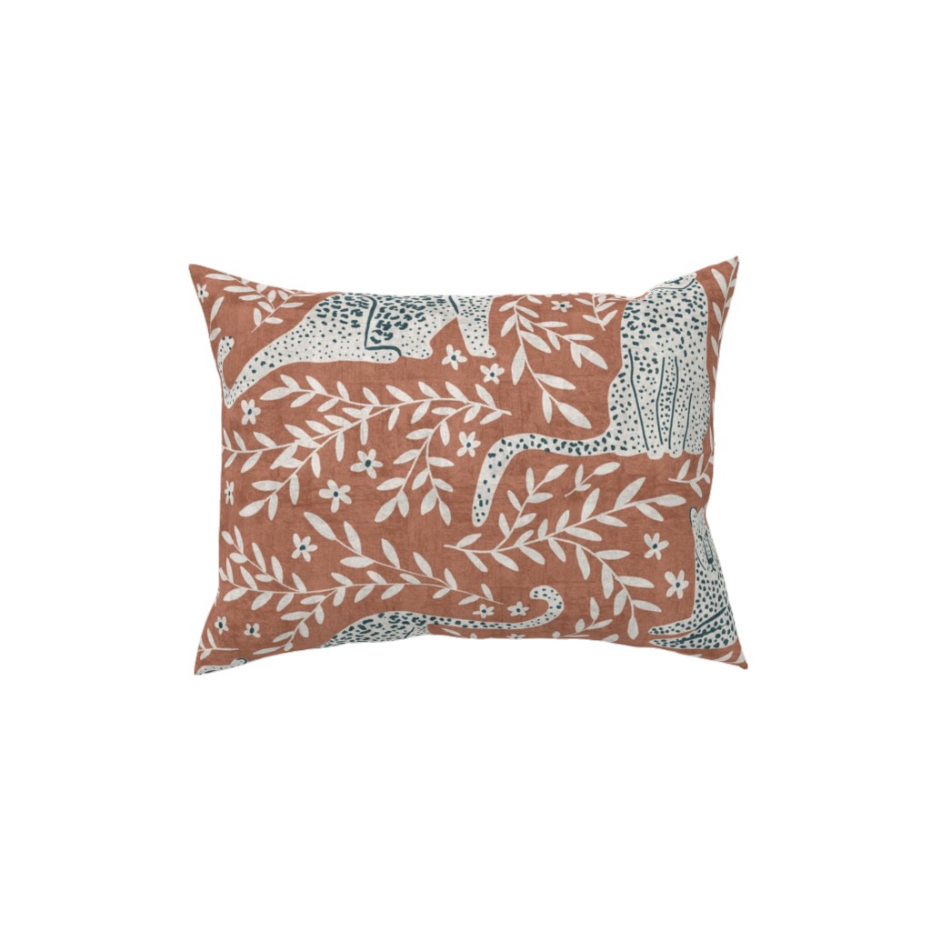 Jungle Cat - Redwood Pillow, Woven, Black, 12x16, Single Sided, Brown