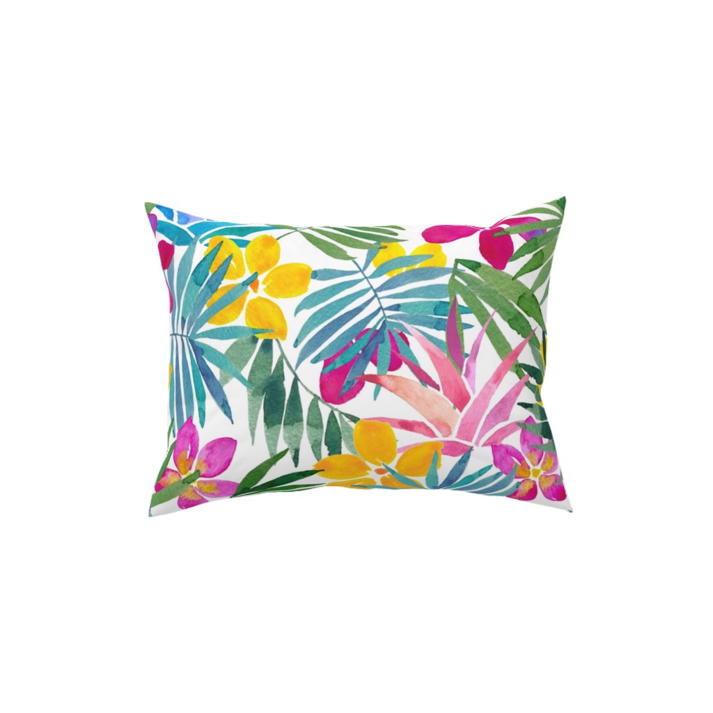 Watercolor Tropical Vibes Pillow, Woven, Black, 12x16, Single Sided, Multicolor