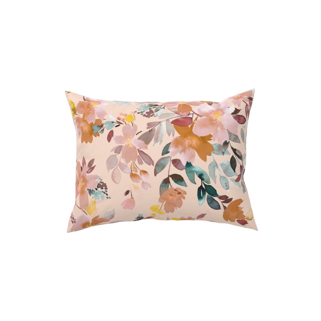Summery Oleander Floral - Soft Pink Pillow, Woven, Black, 12x16, Single Sided, Pink