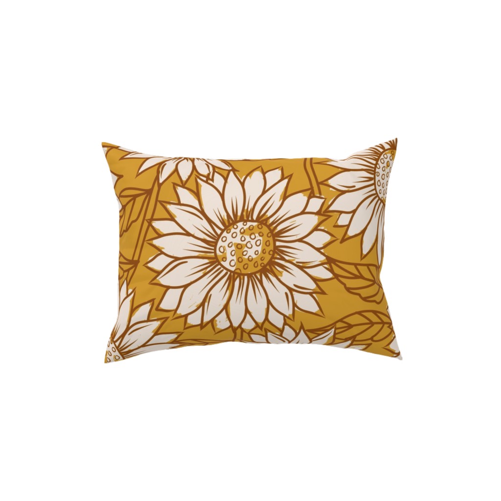 Golden Sunflowers - Yellow Pillow, Woven, Black, 12x16, Single Sided, Yellow