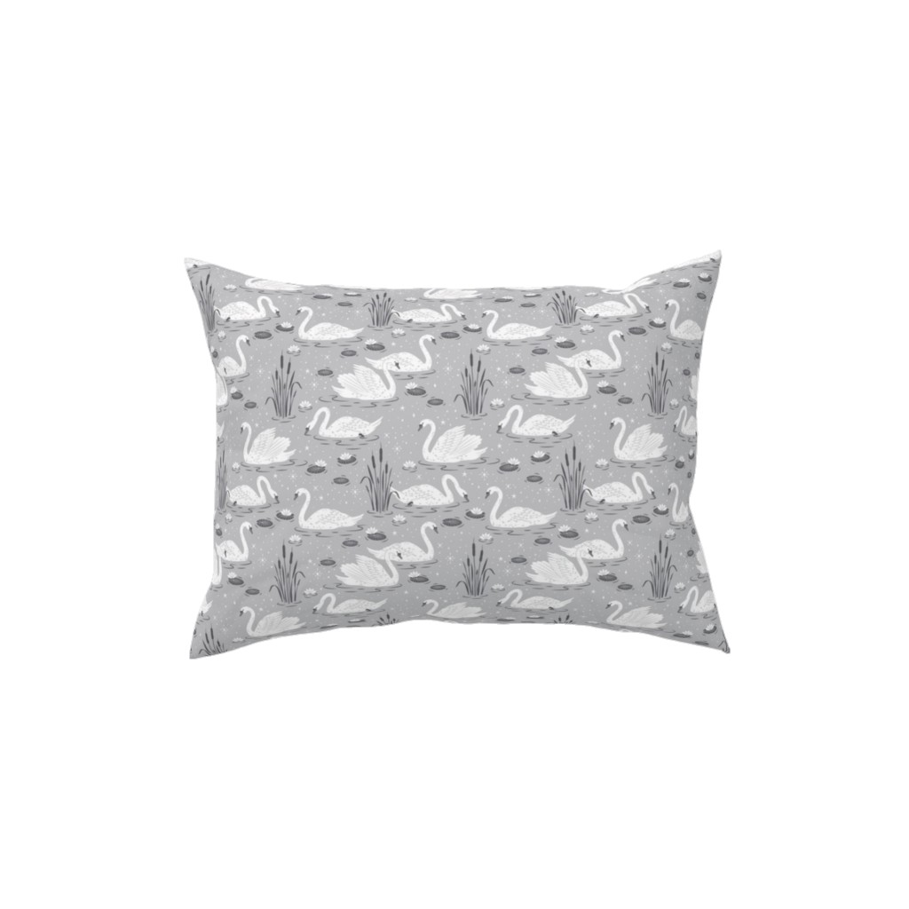 Summer Swans Pillow, Woven, Black, 12x16, Single Sided, Gray, Fog