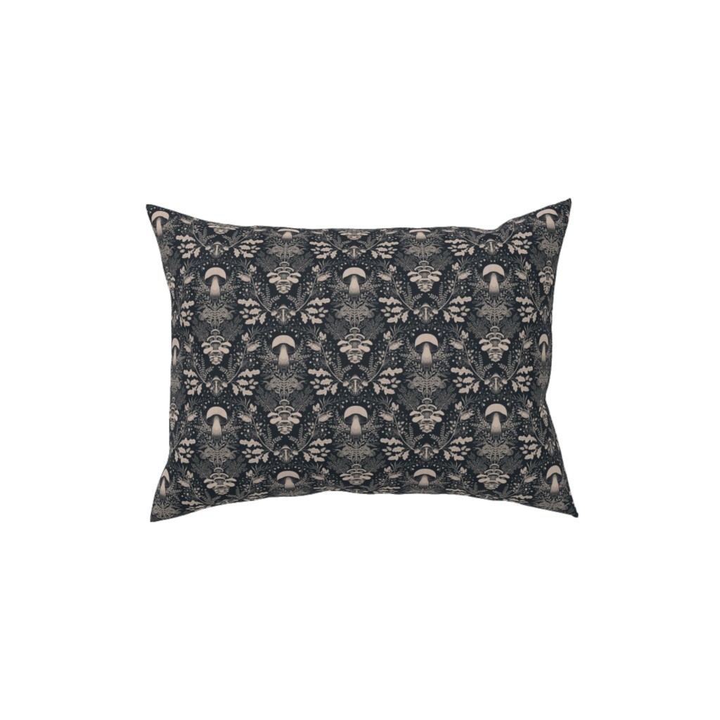 Mushroom Forest Damask Pillow, Woven, Black, 12x16, Single Sided, Black