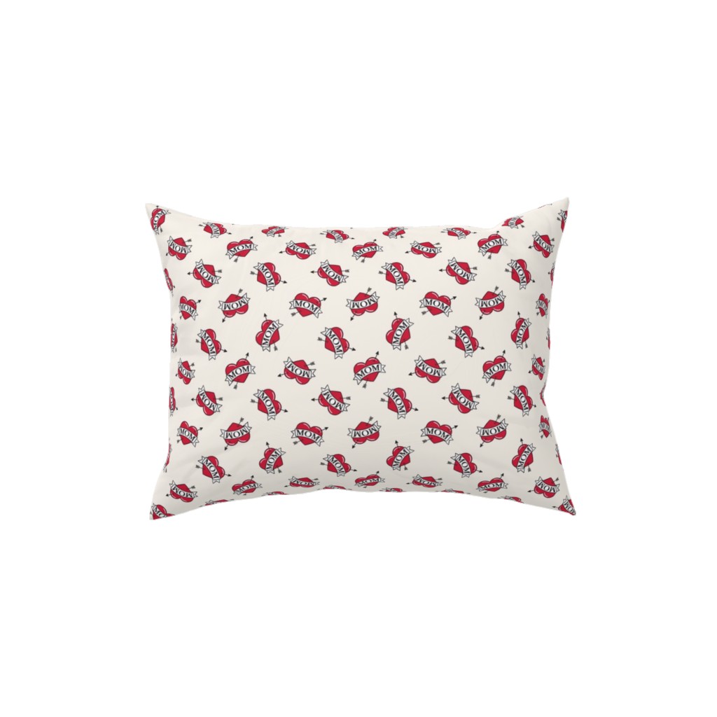 Mom Heart Tattoo - Red on Cream Pillow, Woven, Black, 12x16, Single Sided, Red