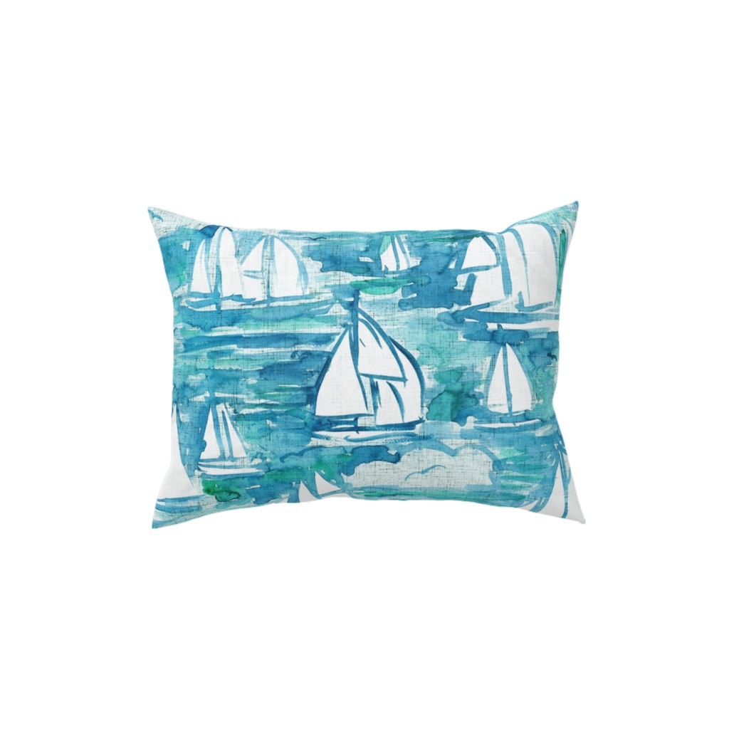 Sailboats Sailing Watercolor Loosely Painted - Blue Pillow, Woven, Black, 12x16, Single Sided, Blue, True Blue