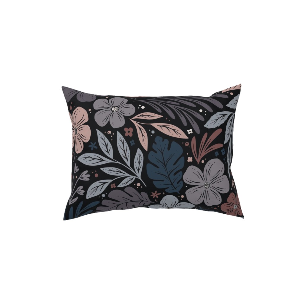 Dark and Moody Floral Pillow, Woven, Black, 12x16, Single Sided, Multicolor