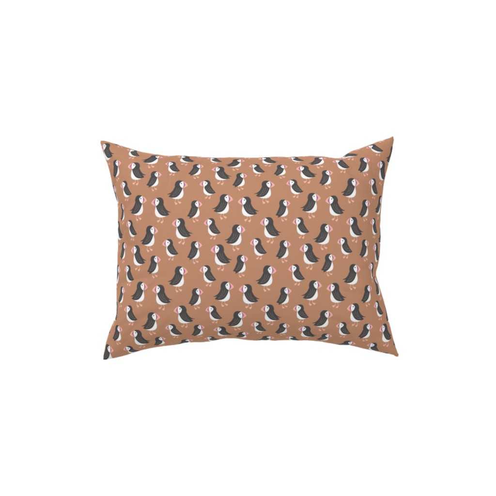 Little Puffin Friends Pillow, Woven, Black, 12x16, Single Sided, Brown