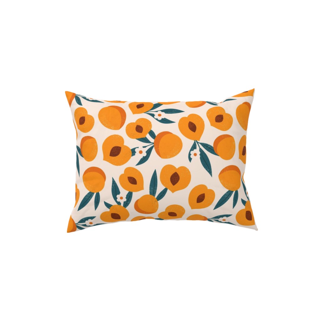 Summer Peches - Orange Pillow, Woven, Black, 12x16, Single Sided, Orange