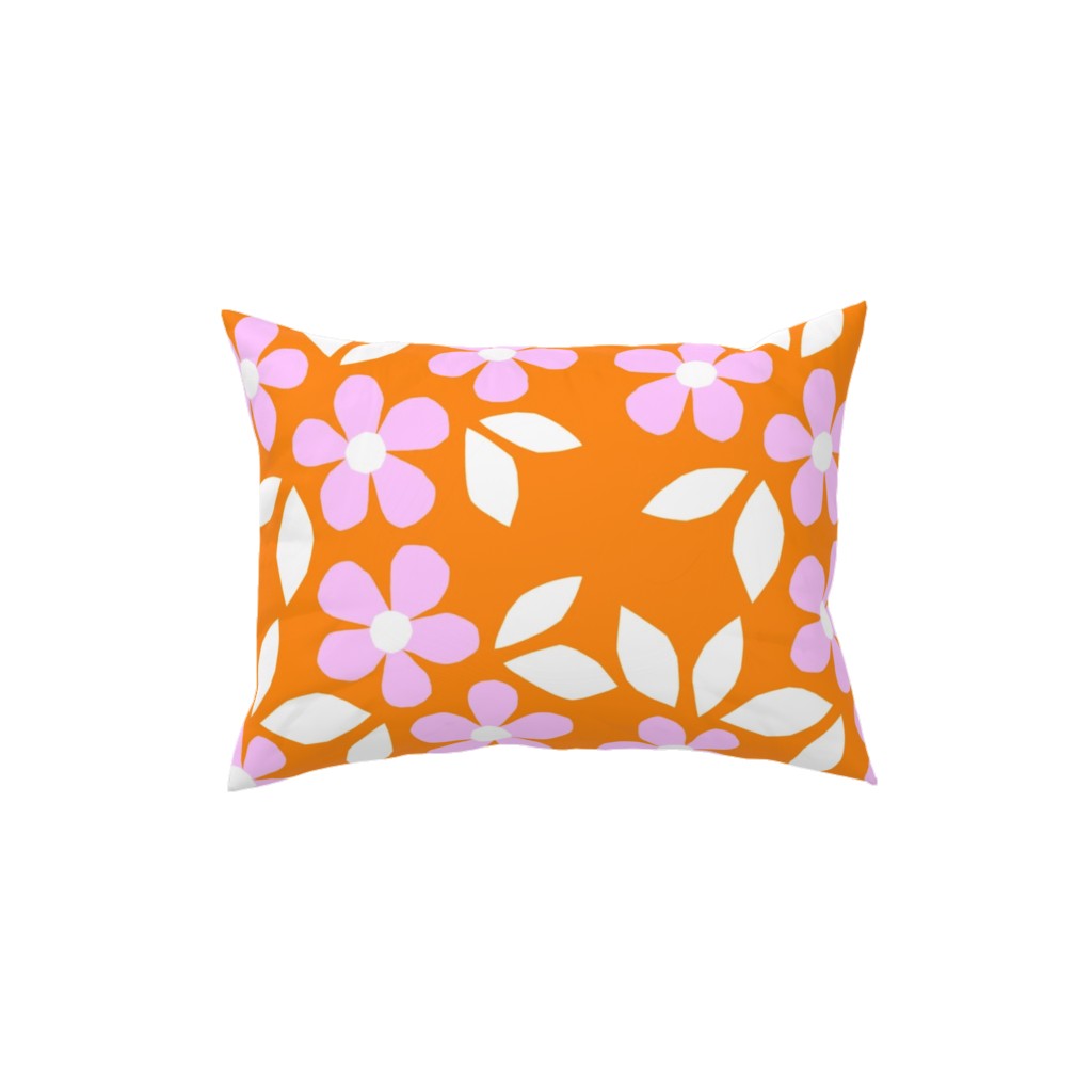 Bloom Happy Floral - Multi Pillow, Woven, Black, 12x16, Single Sided, Pink, Bright Pink