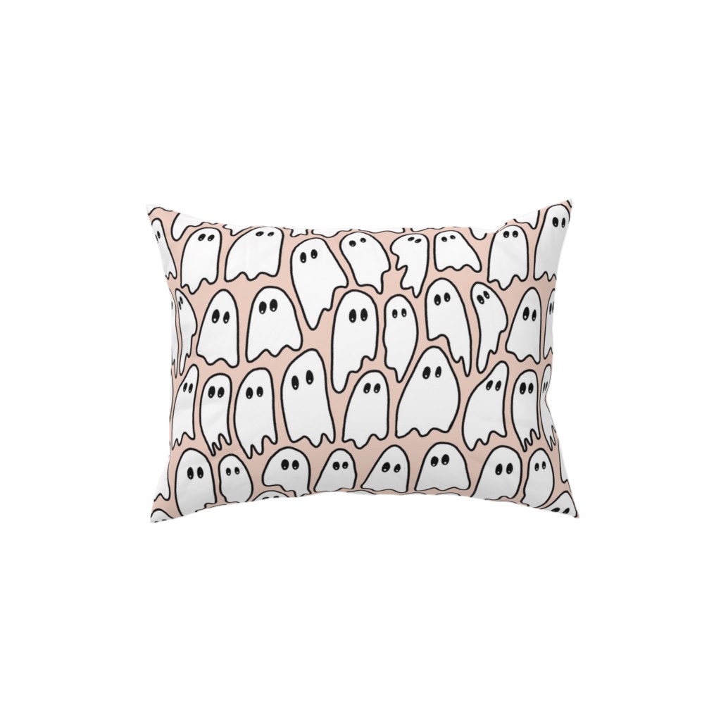 Ghosted Ghosts Pillow, Woven, Black, 12x16, Single Sided, Pink