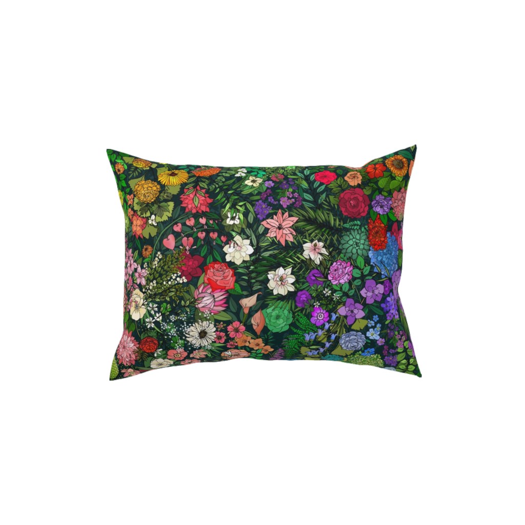 Secret Garden - Multi Pillow, Woven, Black, 12x16, Single Sided, Multicolor