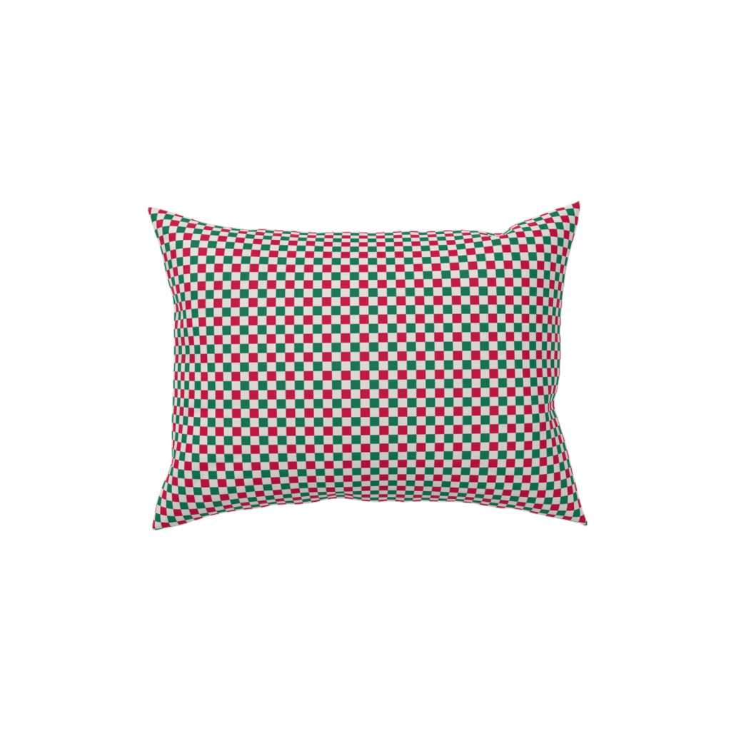 Winter Gingham - Red and Green Pillow, Woven, Black, 12x16, Single Sided, Multicolor