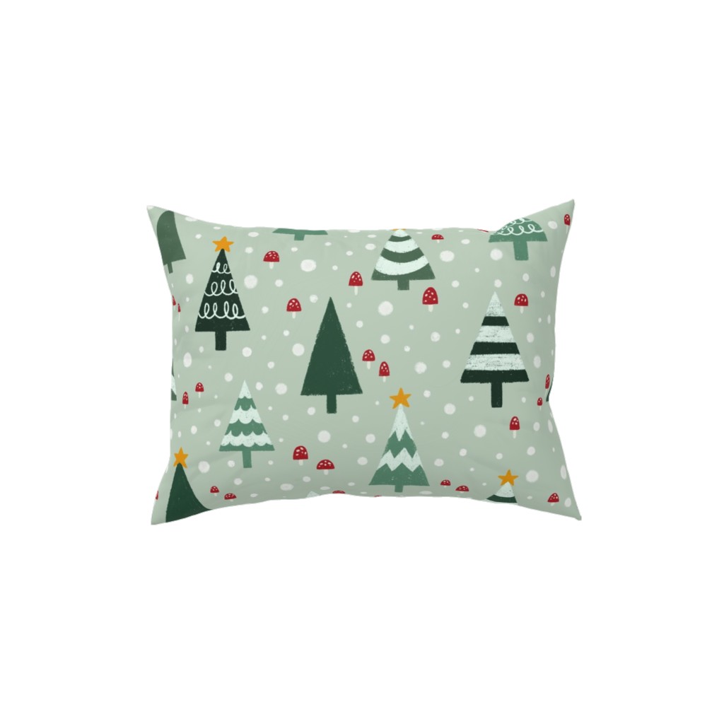 Christmas Forest - Green Pillow, Woven, Black, 12x16, Single Sided, Green