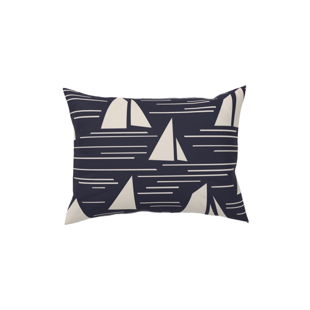 Nantucket Summer Block Print Pillow, Woven, Black, 12x16, Single Sided, Blue