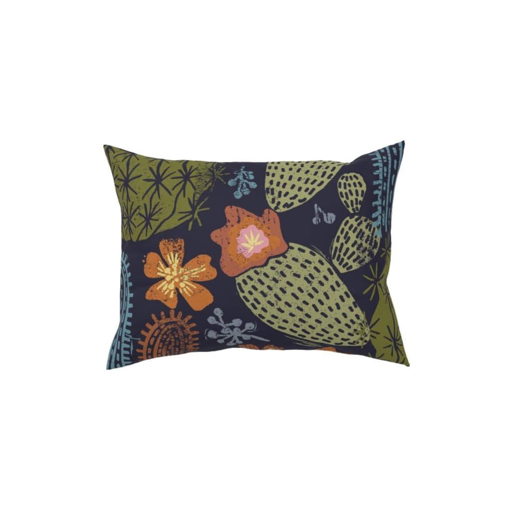 Cactus Garden - Dark Pillow, Woven, Black, 12x16, Single Sided, Green, Classic Green