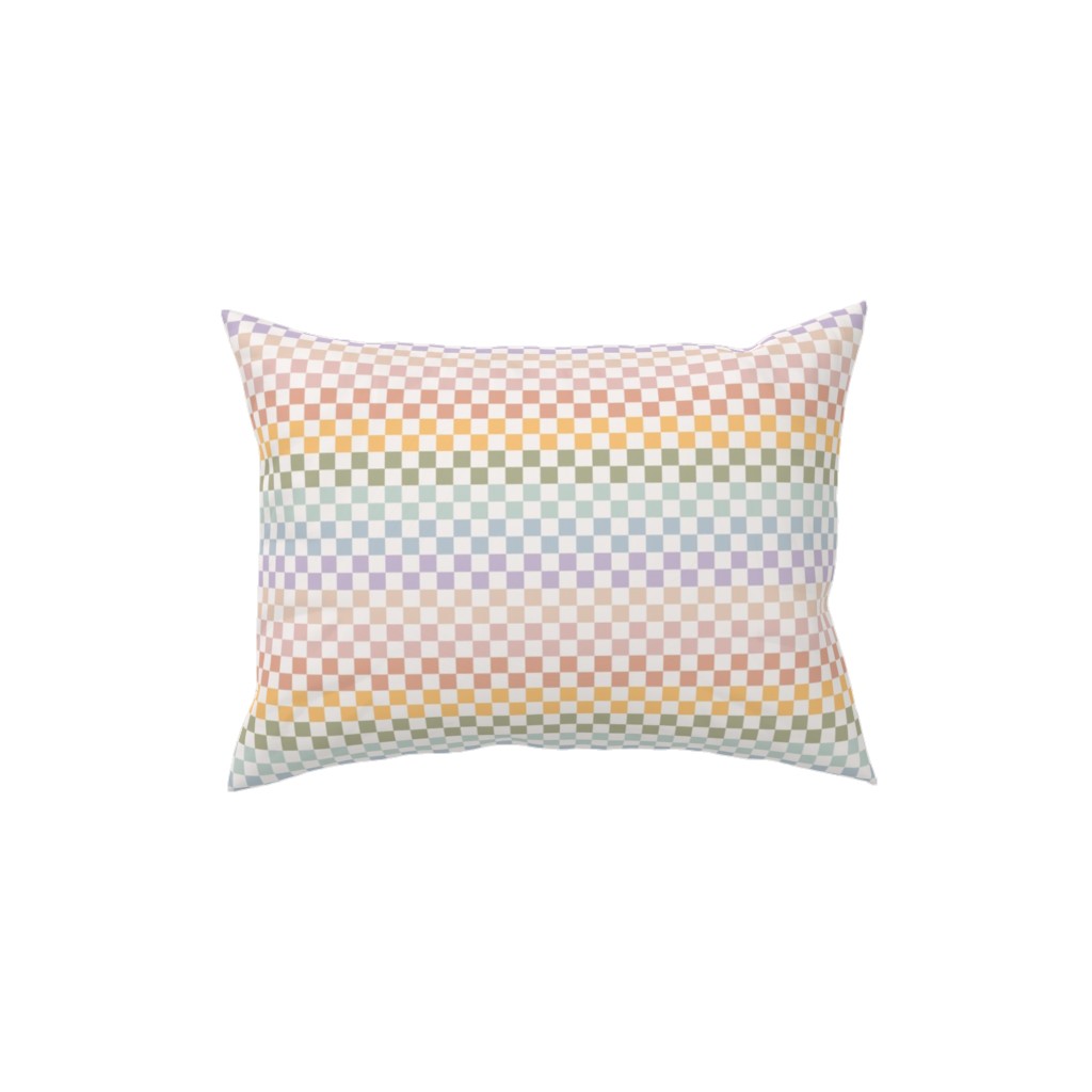 Boho Rainbow Checks Plaid - Multi Pillow, Woven, Black, 12x16, Single Sided, Multicolor