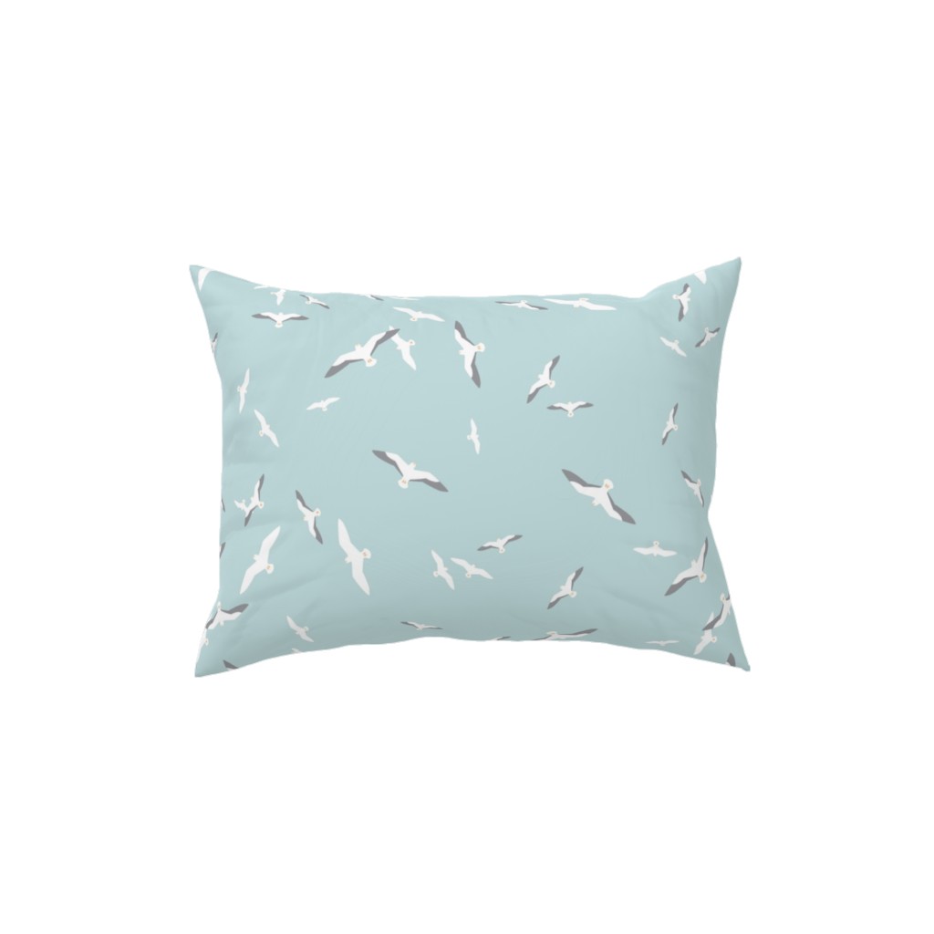 Flying Seagulls - Blue Pillow, Woven, Black, 12x16, Single Sided, Blue