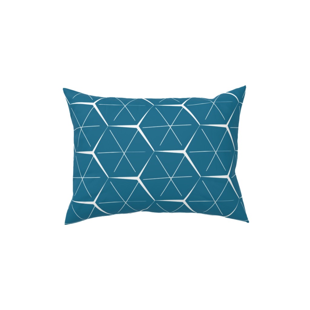 Hexagons - Blue Pillow, Woven, Black, 12x16, Single Sided, Blue, True Blue
