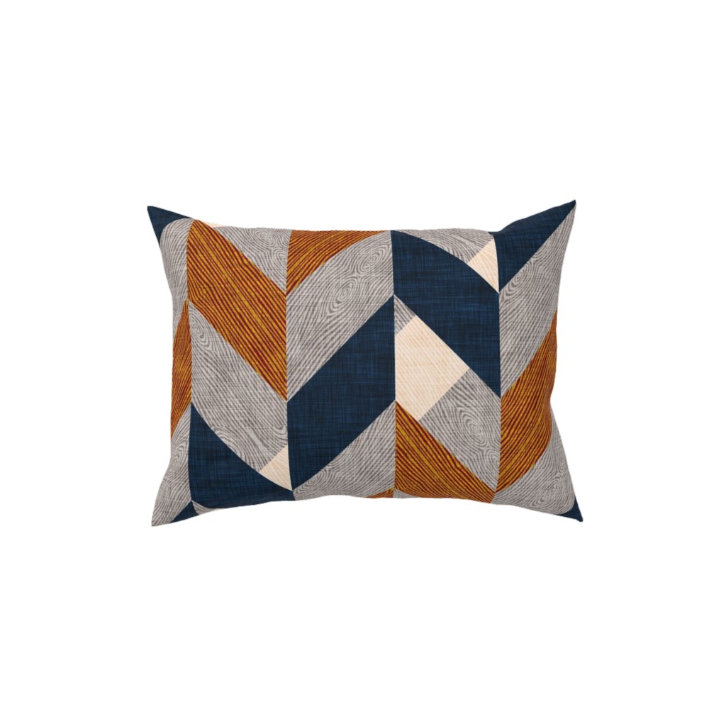 Parquetry - Neutral Pillow, Woven, Black, 12x16, Single Sided, Orange