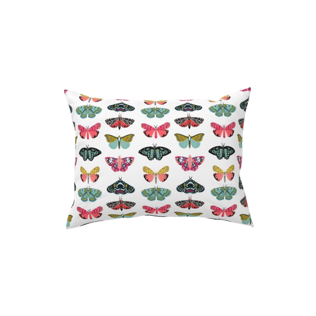 Moths and Butterflies Spring Garden - Light Pillow, Woven, Black, 12x16, Single Sided, Multicolor