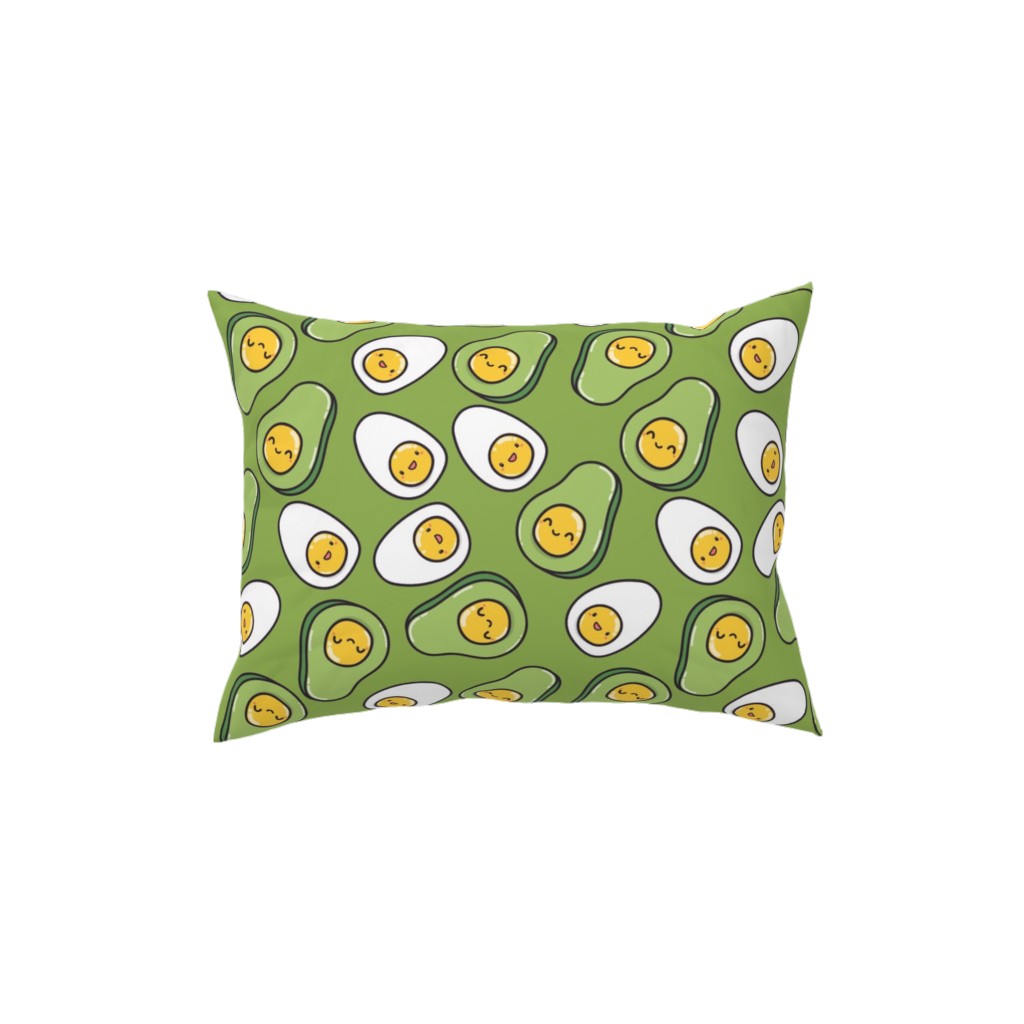 Cute Egg and Avocado - Green Pillow, Woven, Black, 12x16, Single Sided, Green