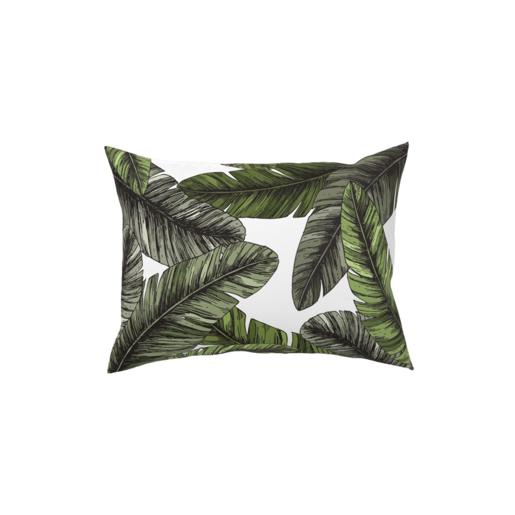 Tropical Palm Leaves - Green Pillow, Woven, Black, 12x16, Single Sided, Green