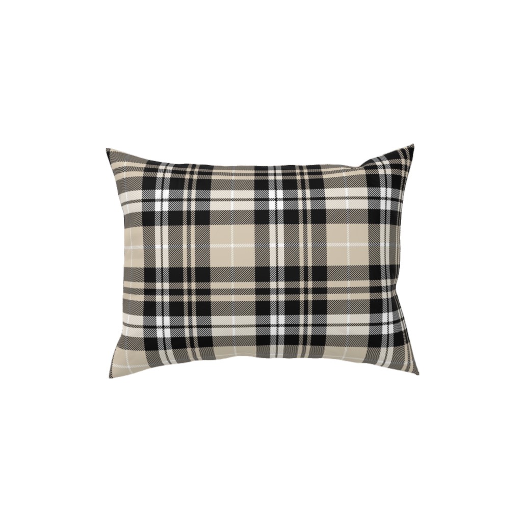 Fall Plaid Pillow, Woven, Black, 12x16, Single Sided, Beige