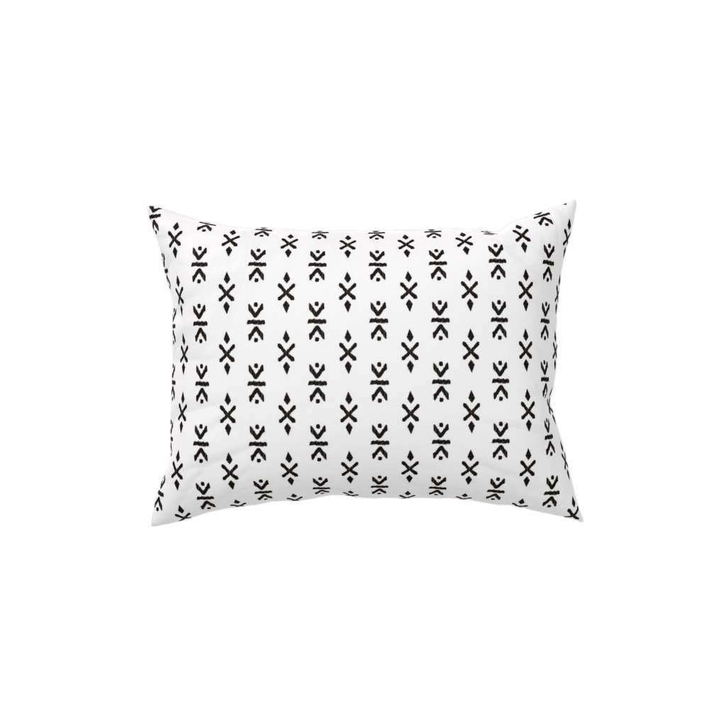 Monochrome Tribal Print - Neutral Pillow, Woven, Black, 12x16, Single Sided, White, White