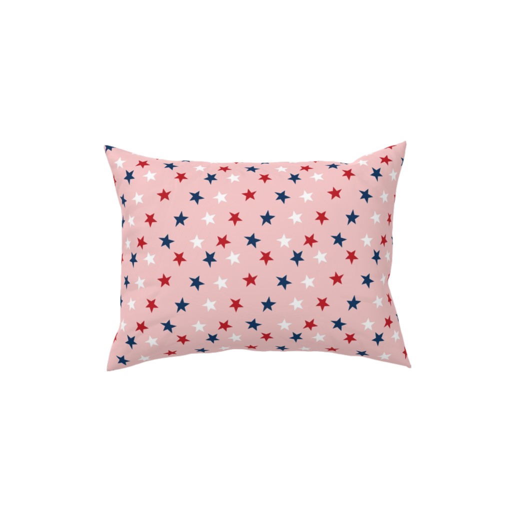 Patriotic Stars Pillow, Woven, Black, 12x16, Single Sided, Pink, Bright Pink