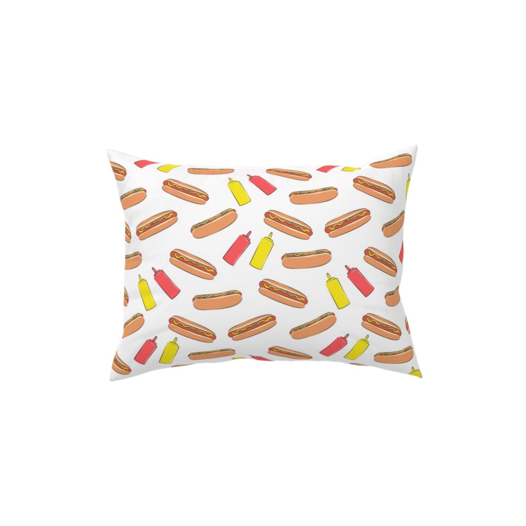 Hot Dogs Ketchup and Mustard - Multicolor Pillow, Woven, Black, 12x16, Single Sided, Beige