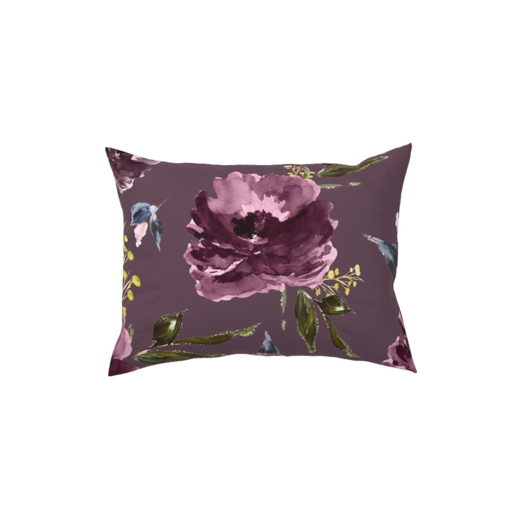 Amaranda Blooms - Plum Pillow, Woven, Black, 12x16, Single Sided, Purple, Purple